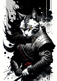 Ink wash cat samurai 5ac496