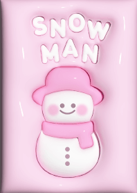 ぷっくり雪だるま[ピンク][スノーマン]