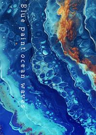 アートペイント Blue paint ocean waves