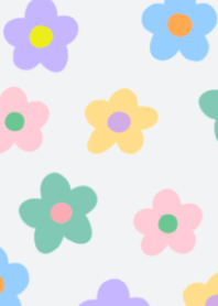 ポップなフラワー（グレー）