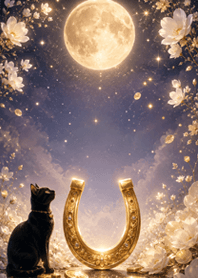 黒猫と蹄鉄｜満月に願う幸運の夜