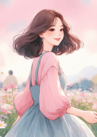 Minimal girl cute flower garden