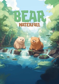 bear couple at waterfall