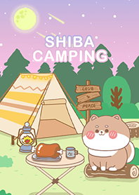 可愛寶貝柴犬-在星空下露營野餐(紫色漸層2