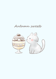 Cat and Autumn sweets -blue-