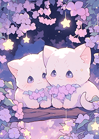 ⭐️紫桜の森の猫カップル❤️黒色