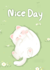 Nice day with white cat