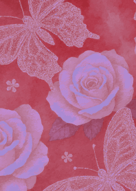 Butterfly and rose2 on purple