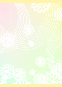 カラフルな和の花 薄い黄色
