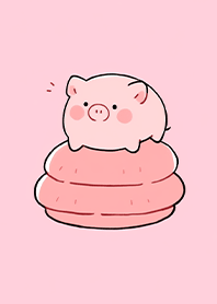 Piglet eating a macaron JP