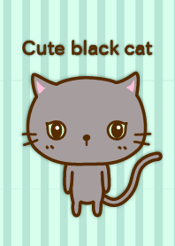 Cute black cat with green eyes 01[w]