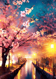 Beautiful night cherry blossoms#869