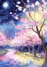 Beautiful night cherry blossoms#961