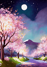 Beautiful night cherry blossoms#1069