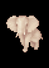 elephant Pixel Art Theme  BW 05