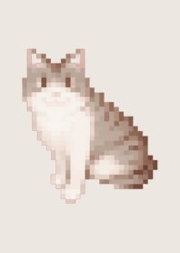 ธีม Cat Pixel Art สีเบจ 01