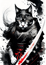 Ink wash cat samurai 376205