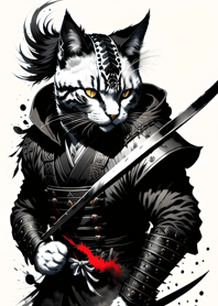 Ink wash cat samurai 491B27