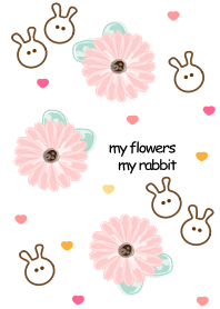 Pink flowers & mini rabbit 14