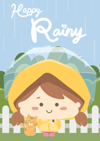 สาวน้อยกับแมวส้มในวันฝนตก