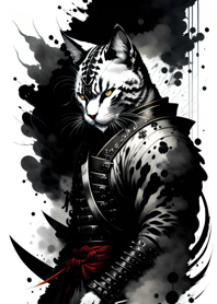 Ink wash cat samurai ad9a13