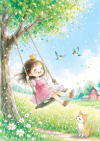 Cute Girl on a Swing V.3