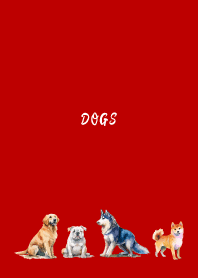 The good dogs on red & beige