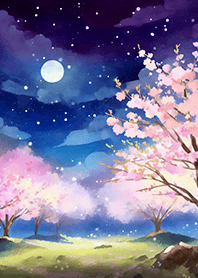 Beautiful night cherry blossoms#568