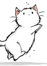 極簡線條中的跳躍貓