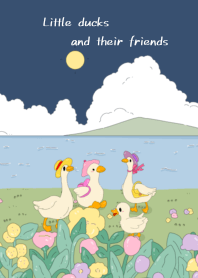 Little ducks and their friends