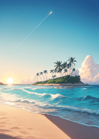 Summer beach, white clouds 0a66D3