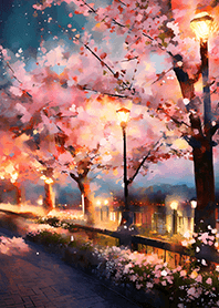 Beautiful night cherry blossoms#78