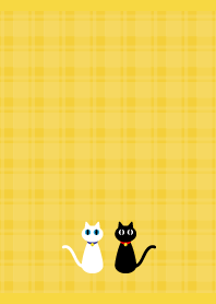 Monochrome cats on yellow
