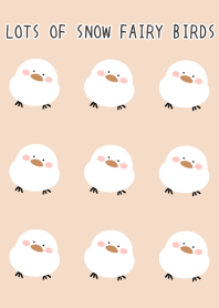 LOTS OF SNOW FAIRY BIRDS-PINK BEIGEj