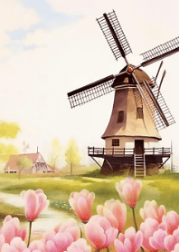 flowers and windmills