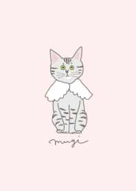 おしゃれな猫とお花(ピンクベージュ)