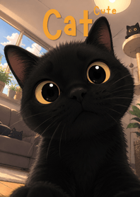 Big Eyes Cute Black Cat V.1
