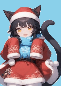 Christmas black cat girl