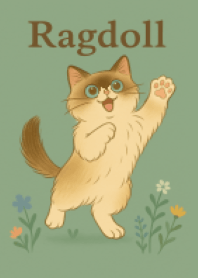 布偶貓的主題 (憨吉與狸子) 綠色花花版本