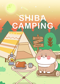 可愛寶貝柴犬-在星空下露營野餐(夕陽-黃色