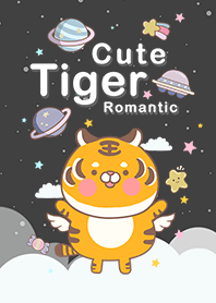 浩瀚宇宙 可愛寶貝萌虎 黑色星空