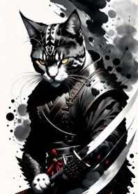 Ink wash cat samurai 91D5bA