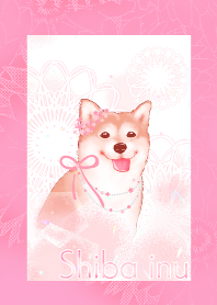 Shiba Inu-Pink flower-