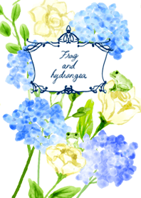 Frog and hydrangea