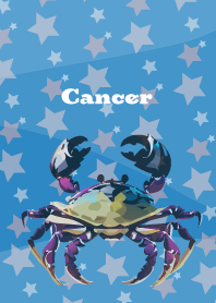 Cancer constellation on blue