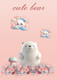 cute white bear and mushroom
