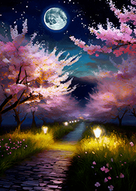 Beautiful night cherry blossoms#103