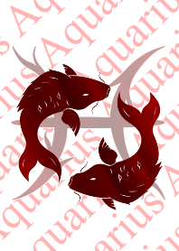 Twelve constellations -Pisces3 Red2-