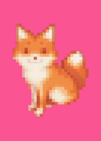 ธีม Fox Pixel Art สีชมพู 01