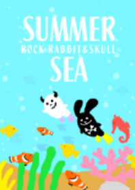 Rock rabbit and skull / summer sea